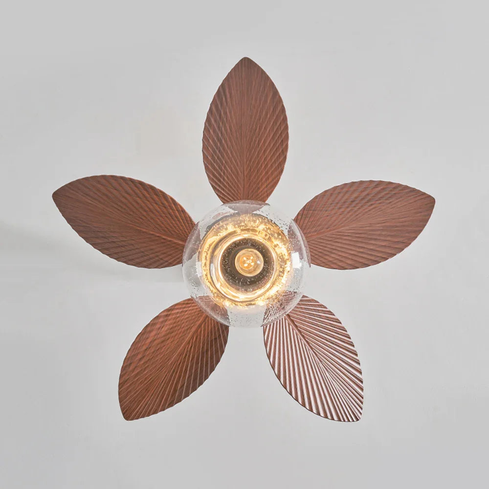 Banana Leaves Round Glass Ceiling Fan Light - view 8 | Metavaya