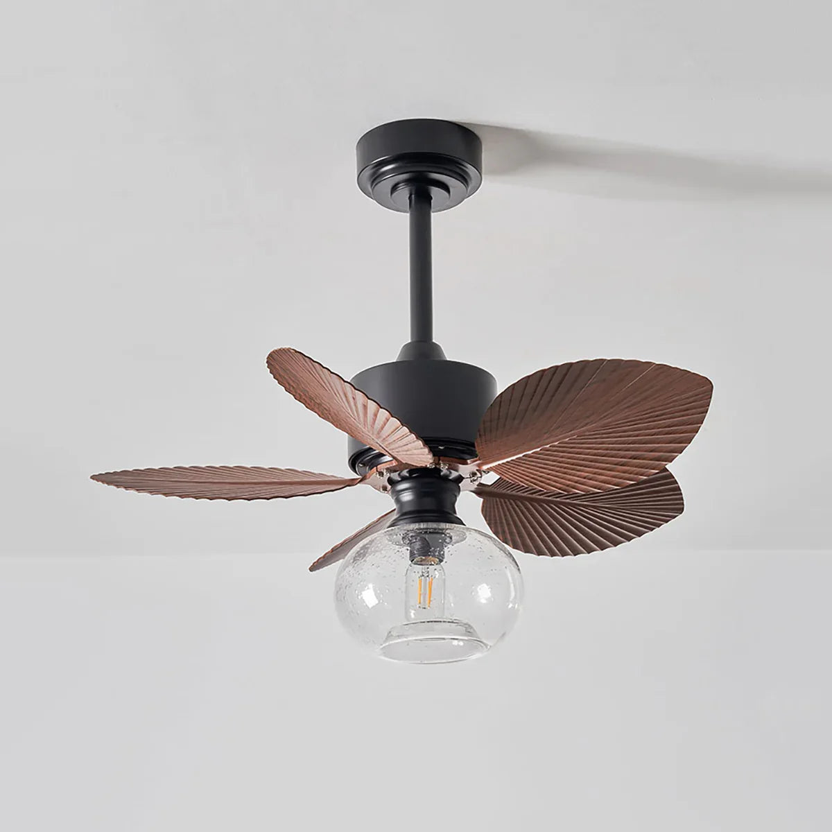 Banana Leaves Round Glass Ceiling Fan Light - view 11 | Metavaya