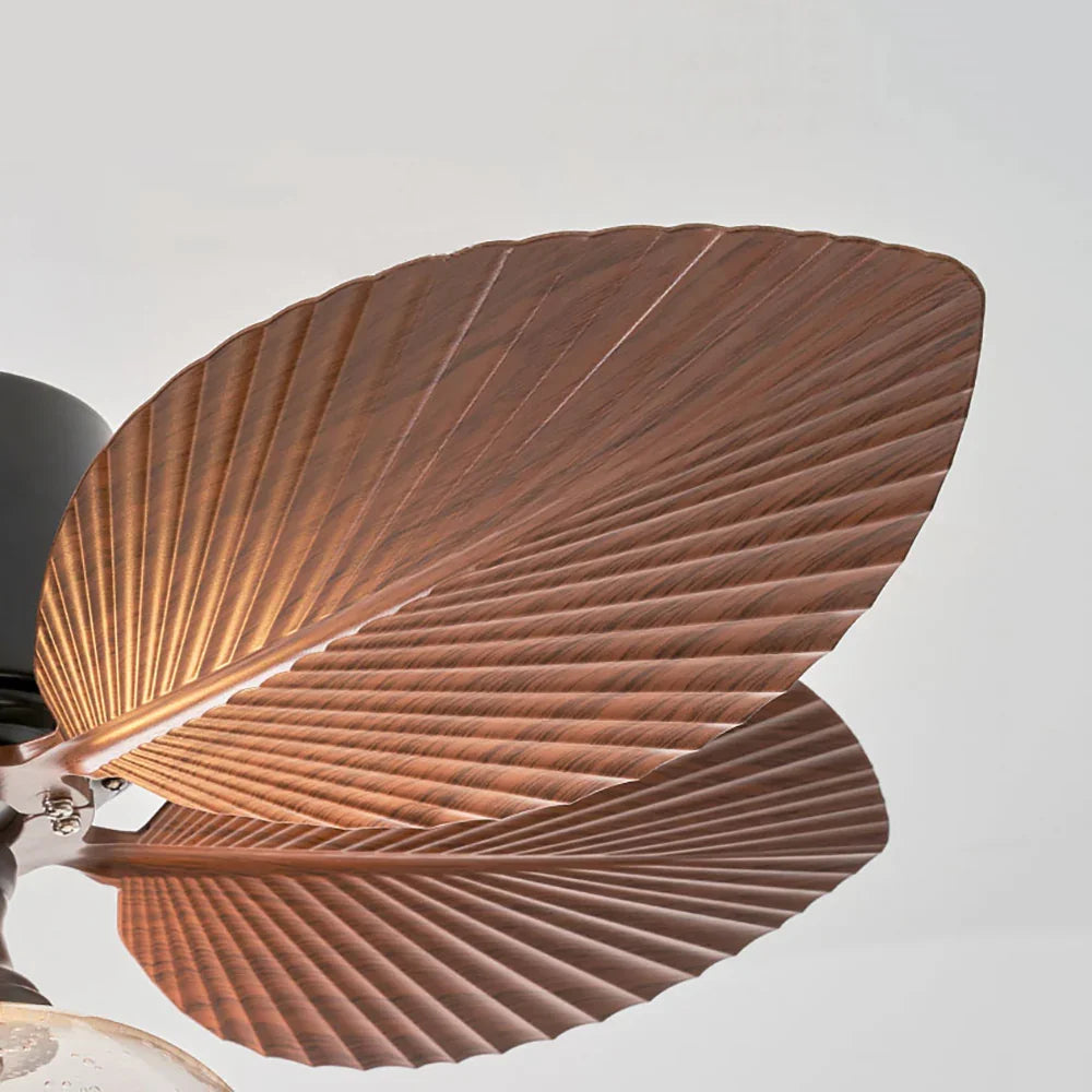 Banana Leaves Round Glass Ceiling Fan Light - view 9 | Metavaya