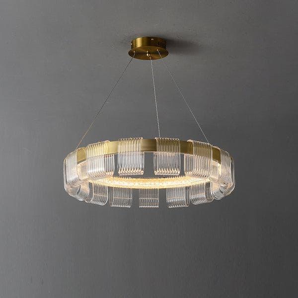 Metavaya Chandelier Dia 60cm x H 12cm / ∅ 23.6″ x H 4.7″ / Gold+Clear / Warm Light Bangle Chandelier 662668848020 M2023122702-3 Bracelet Chandelier | Special Sale