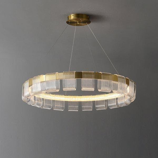 Metavaya Chandelier Dia 100cm x H 12cm / ∅ 39.4″ x H 4.7″ / Gold+Clear / Warm Light Bangle Chandelier 662668848068 M2023122702-7 Bracelet Chandelier | Special Sale