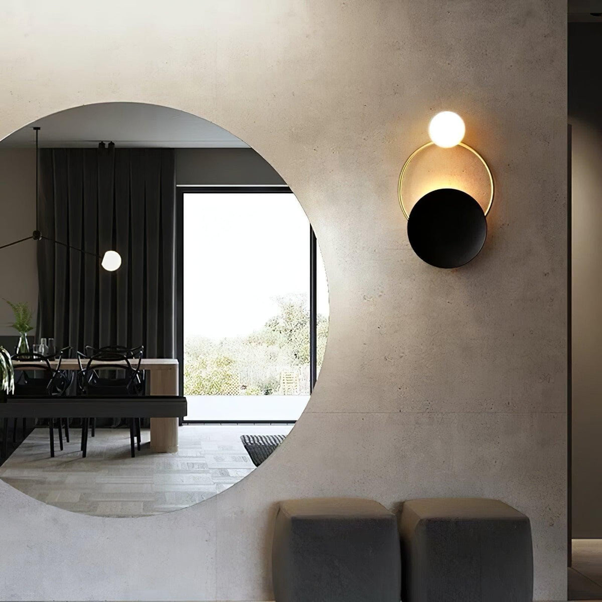 Metavaya Wall lamp Black Circular Rings Wall Lamp