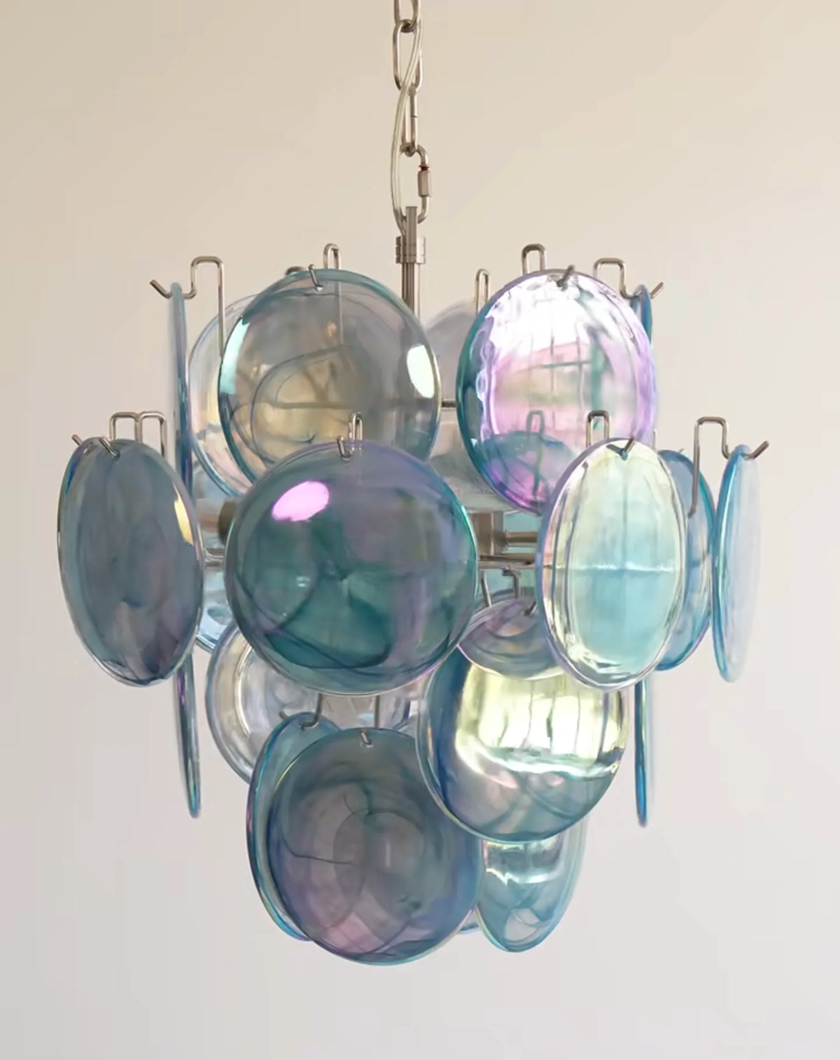 Blue Disc Glass Chandelier - view 13 | Metavaya