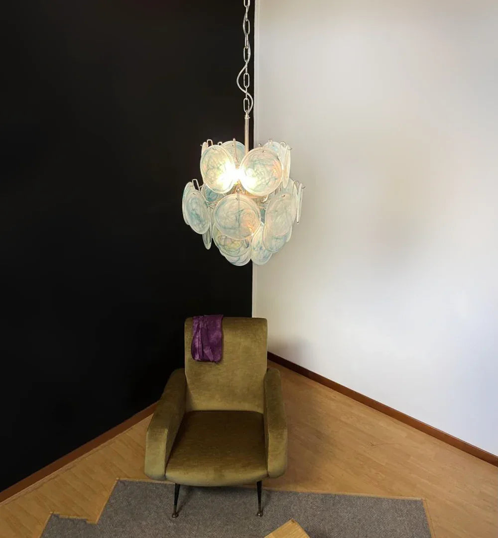Blue Disc Glass Chandelier - view 5 | Metavaya