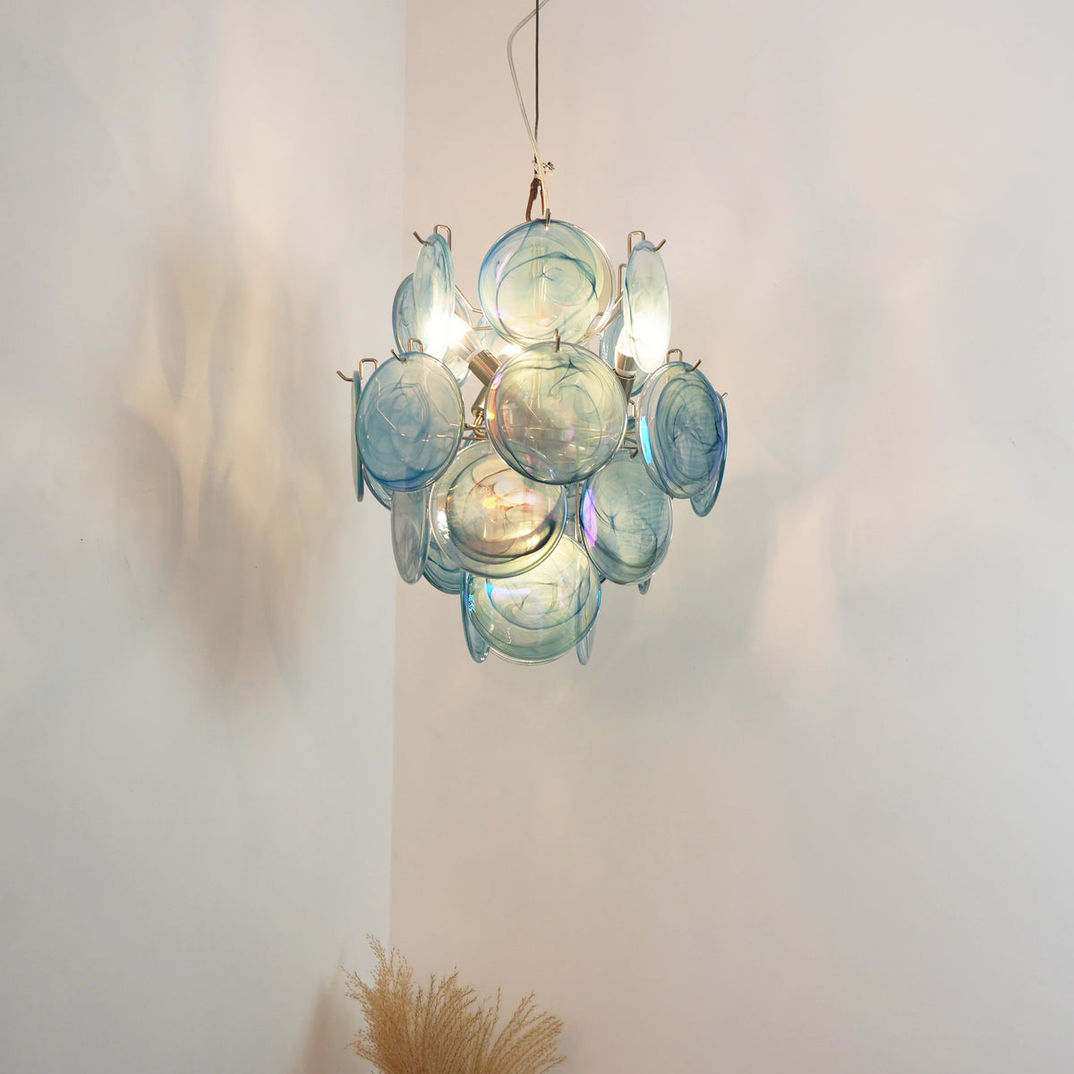 Blue Disc Glass Chandelier - view 9 | Metavaya