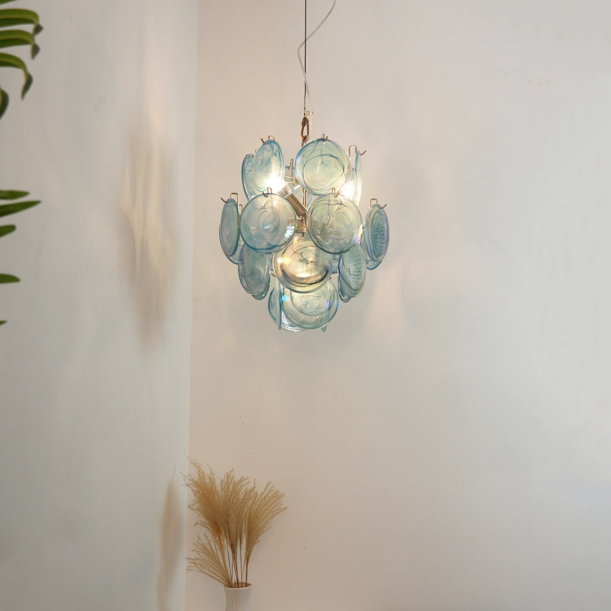 Blue Disc Glass Chandelier - view 8 | Metavaya