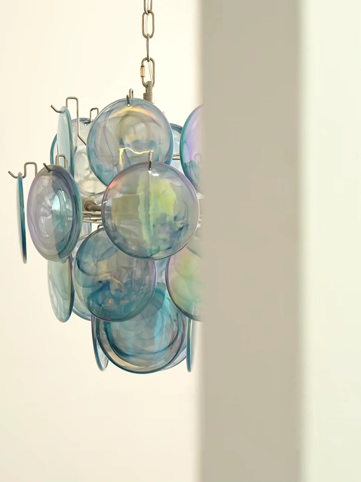 Blue Disc Glass Chandelier - view 6 | Metavaya
