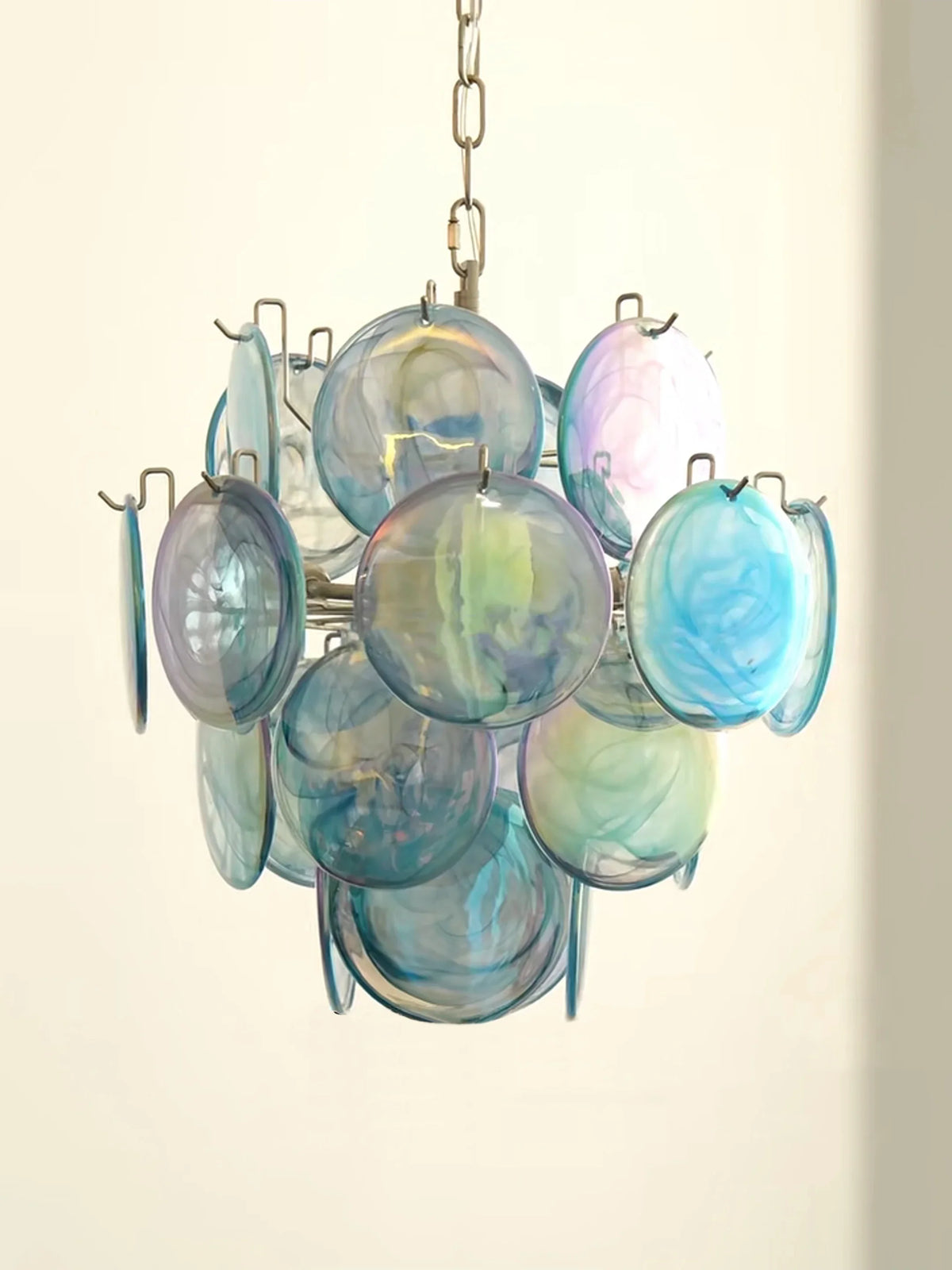 Blue Disc Glass Chandelier - view 3 | Metavaya