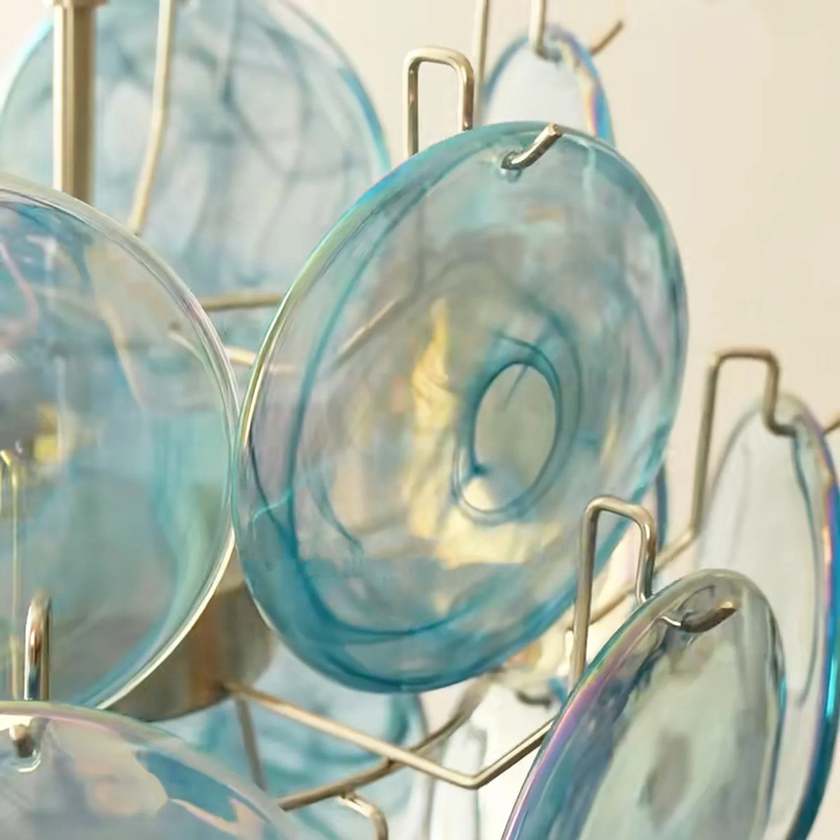 Blue Disc Glass Chandelier - view 15 | Metavaya