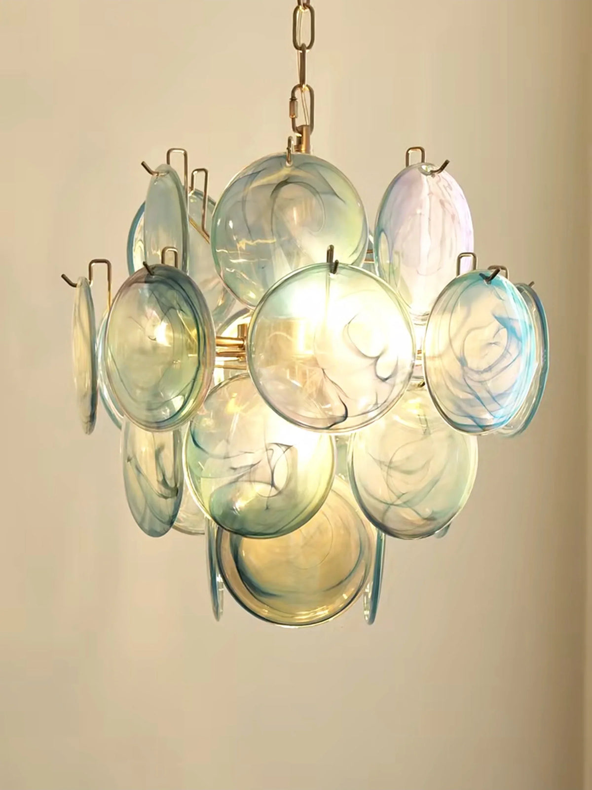 Blue Disc Glass Chandelier - view 11 | Metavaya