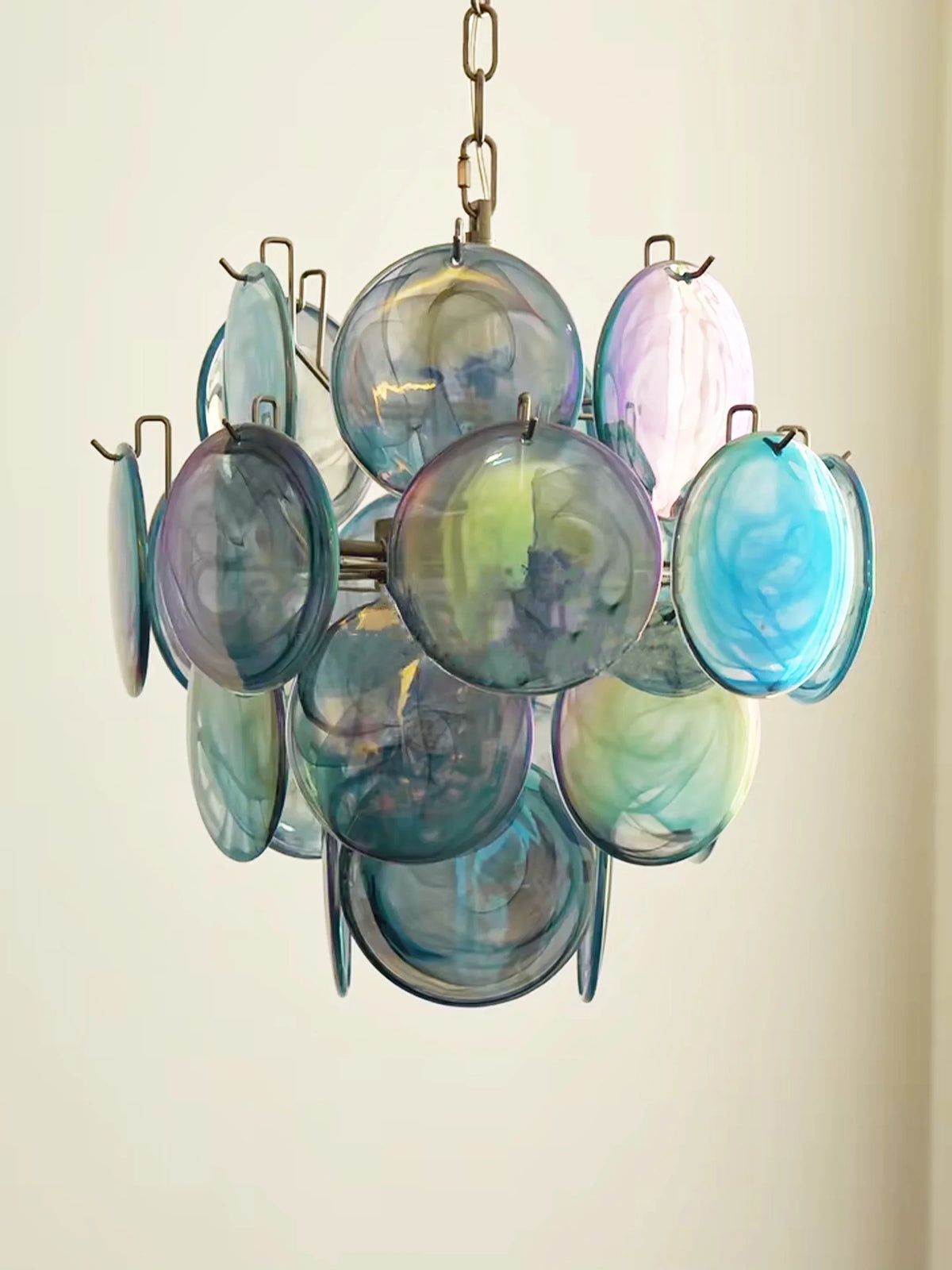 Blue Disc Glass Chandelier - view 12 | Metavaya