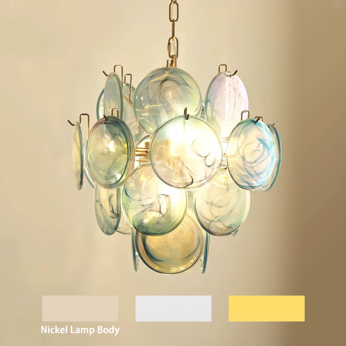 Blue Disc Glass Chandelier - view 18 | Metavaya