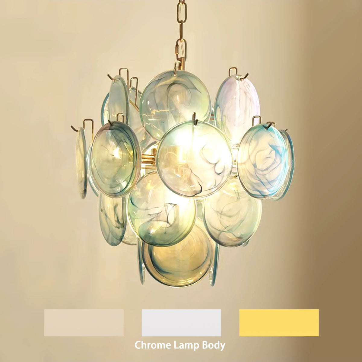 Blue Disc Glass Chandelier - view 19 | Metavaya