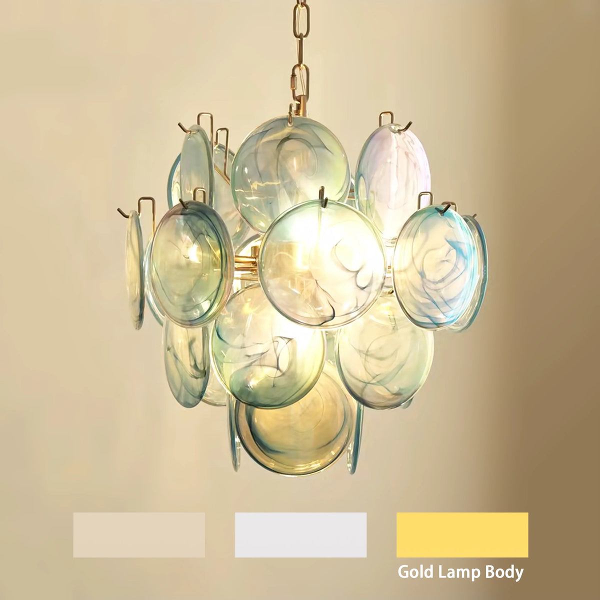 Blue Disc Glass Chandelier - view 20 | Metavaya