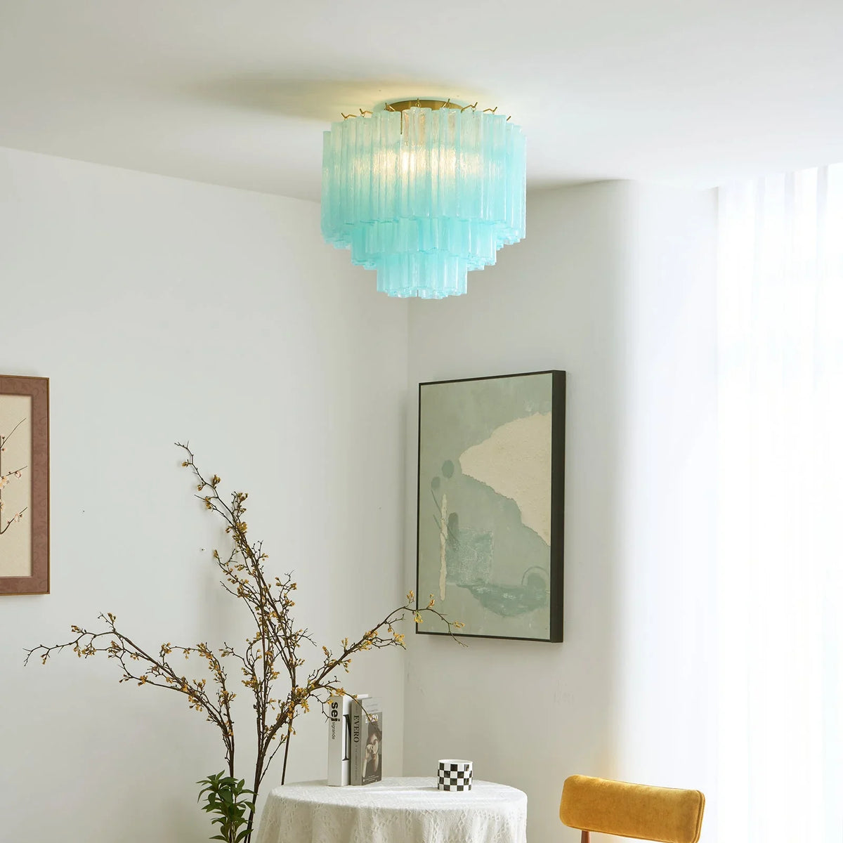 Blue Glass Tube Ceiling Lamp - view 4 | Metavaya