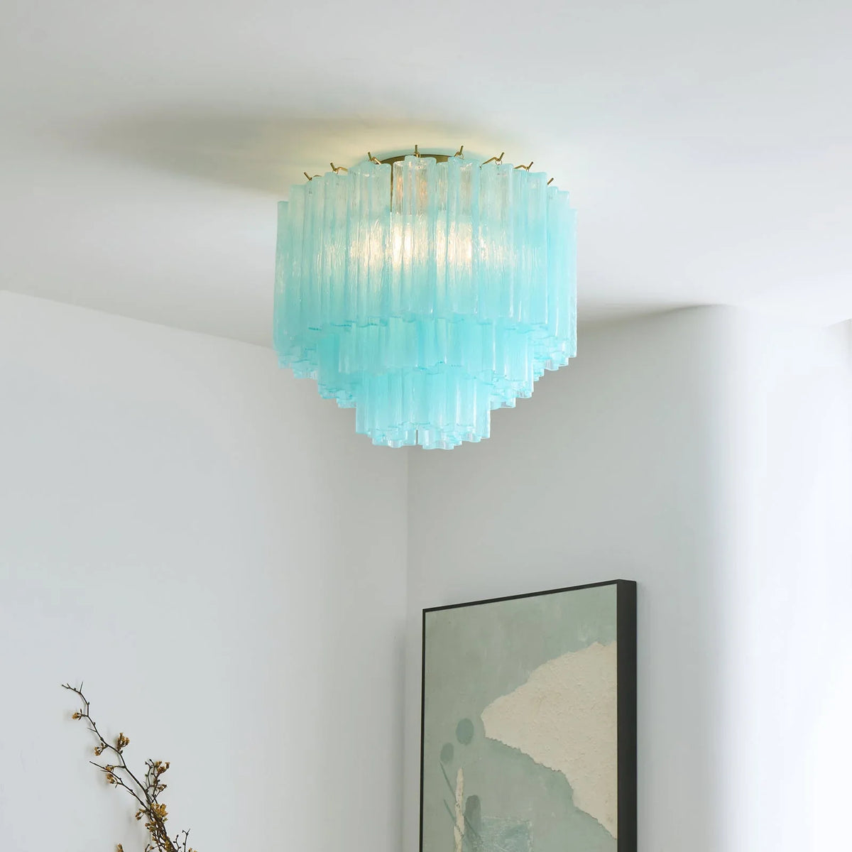 Blue Glass Tube Ceiling Lamp - view 2 | Metavaya
