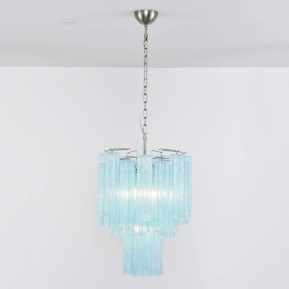 Blue Glass Tube Chandelier - view 12 | Metavaya