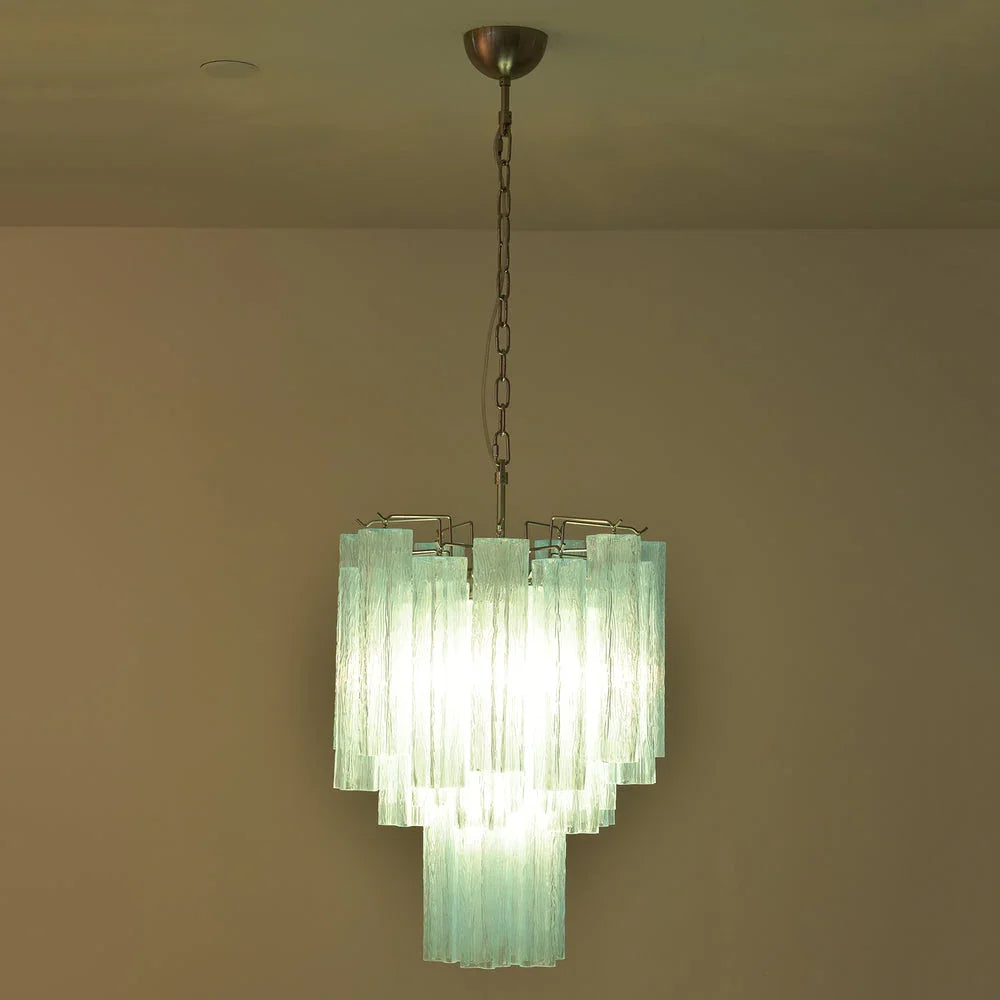 Blue Glass Tube Chandelier - view 13 | Metavaya