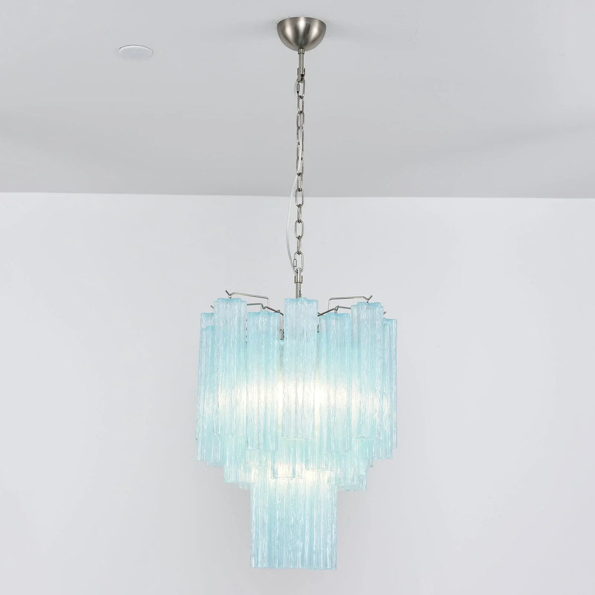 Blue Glass Tube Chandelier - view 14 | Metavaya
