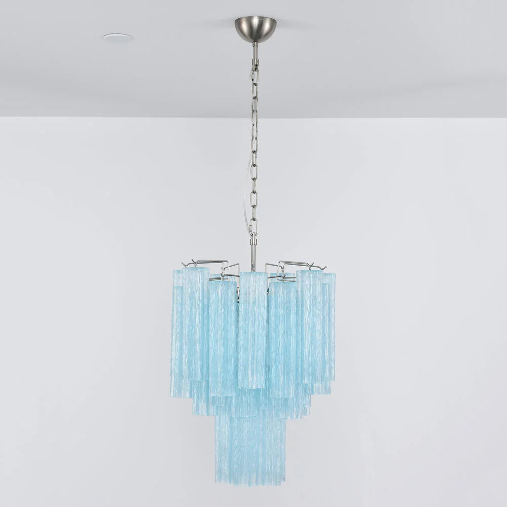 Blue Glass Tube Chandelier - view 15 | Metavaya