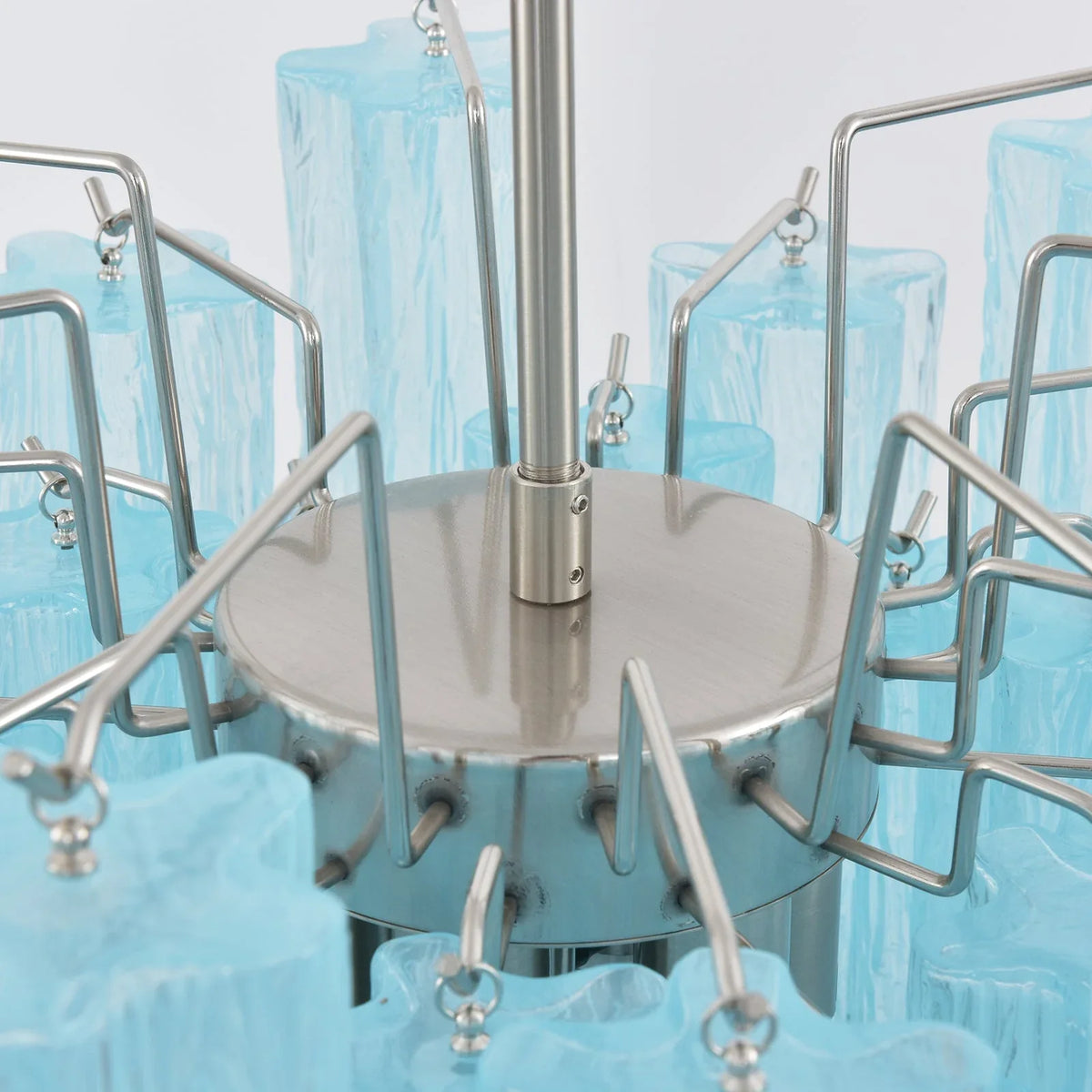 Blue Glass Tube Chandelier - view 18 | Metavaya