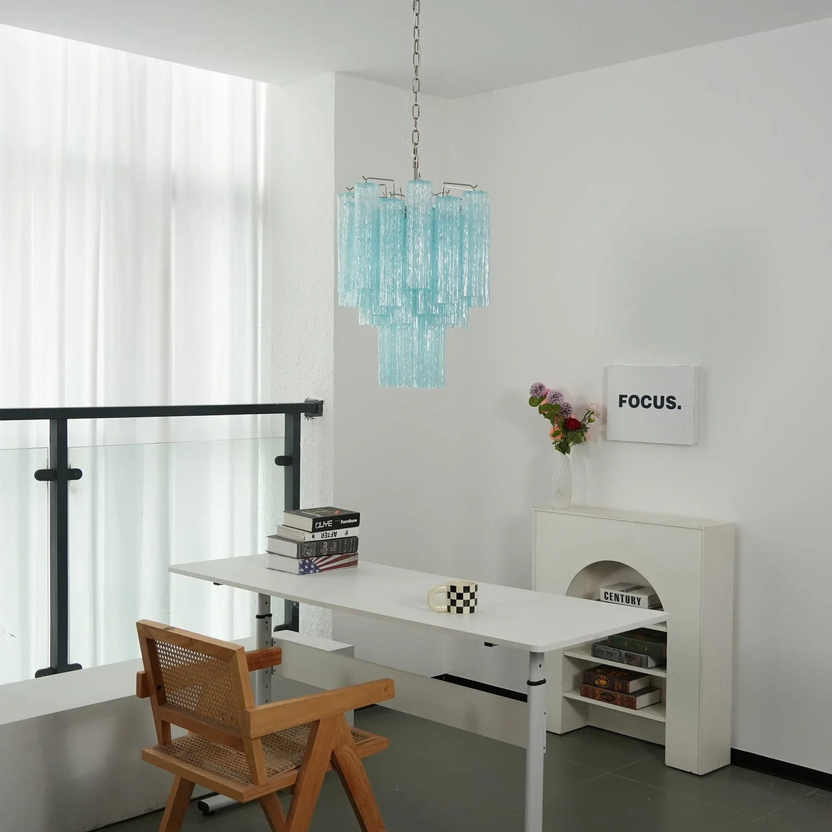 Blue Glass Tube Chandelier - view 25 | Metavaya