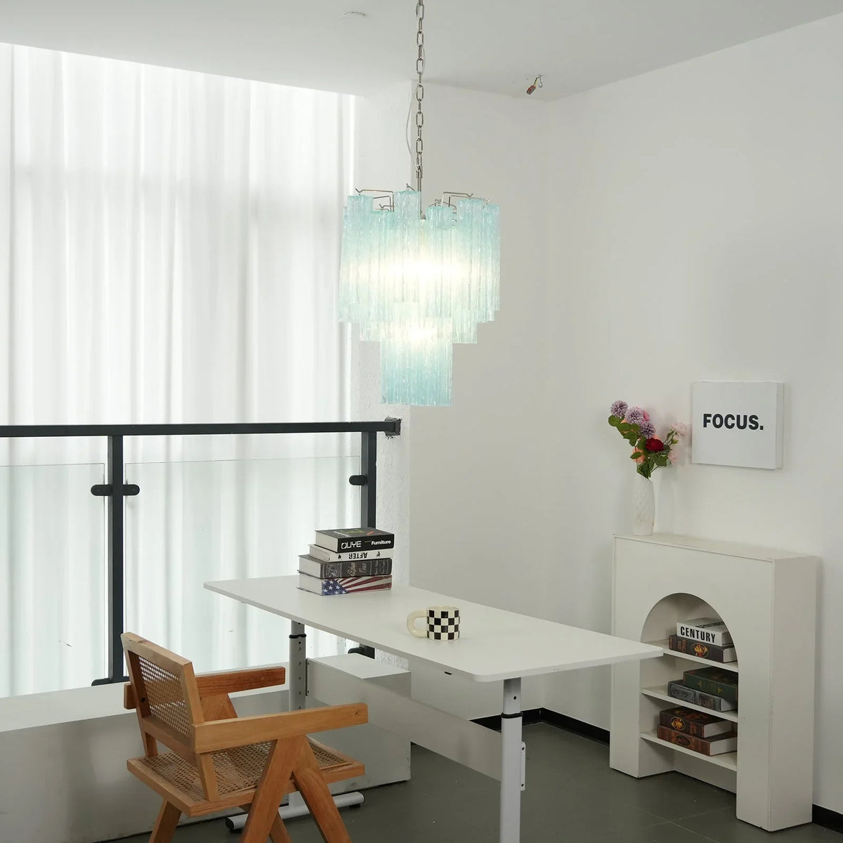 Blue Glass Tube Chandelier - view 26 | Metavaya