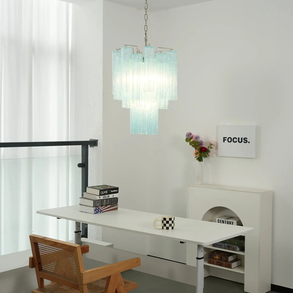 Blue Glass Tube Chandelier - view 27 | Metavaya