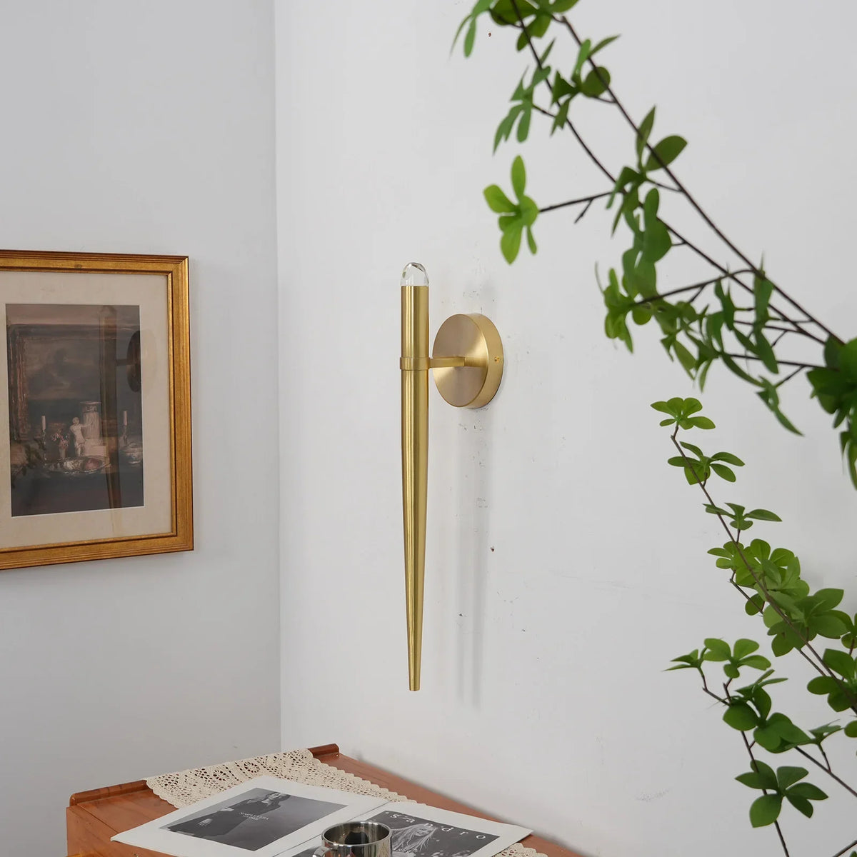 Brass Spinal Tube Sconce - view 3 | Metavaya