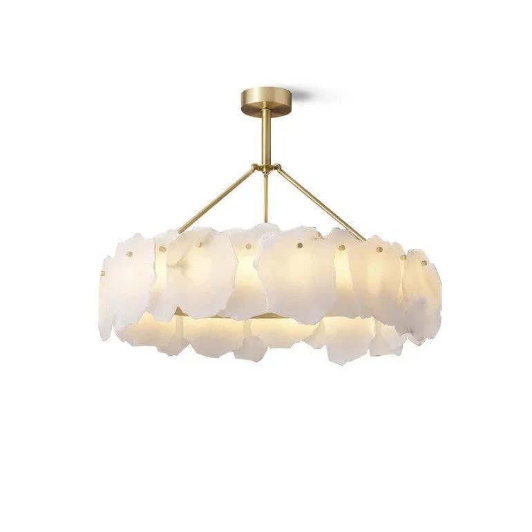 Metavaya Chandelier Dia 65cm x H 60cm / ∅ 25.6″ x H 23.6″ / White Marble & Gold / Trichromatic Dimming Burton Marble Chandelier 6938617789497 M2023101001-1