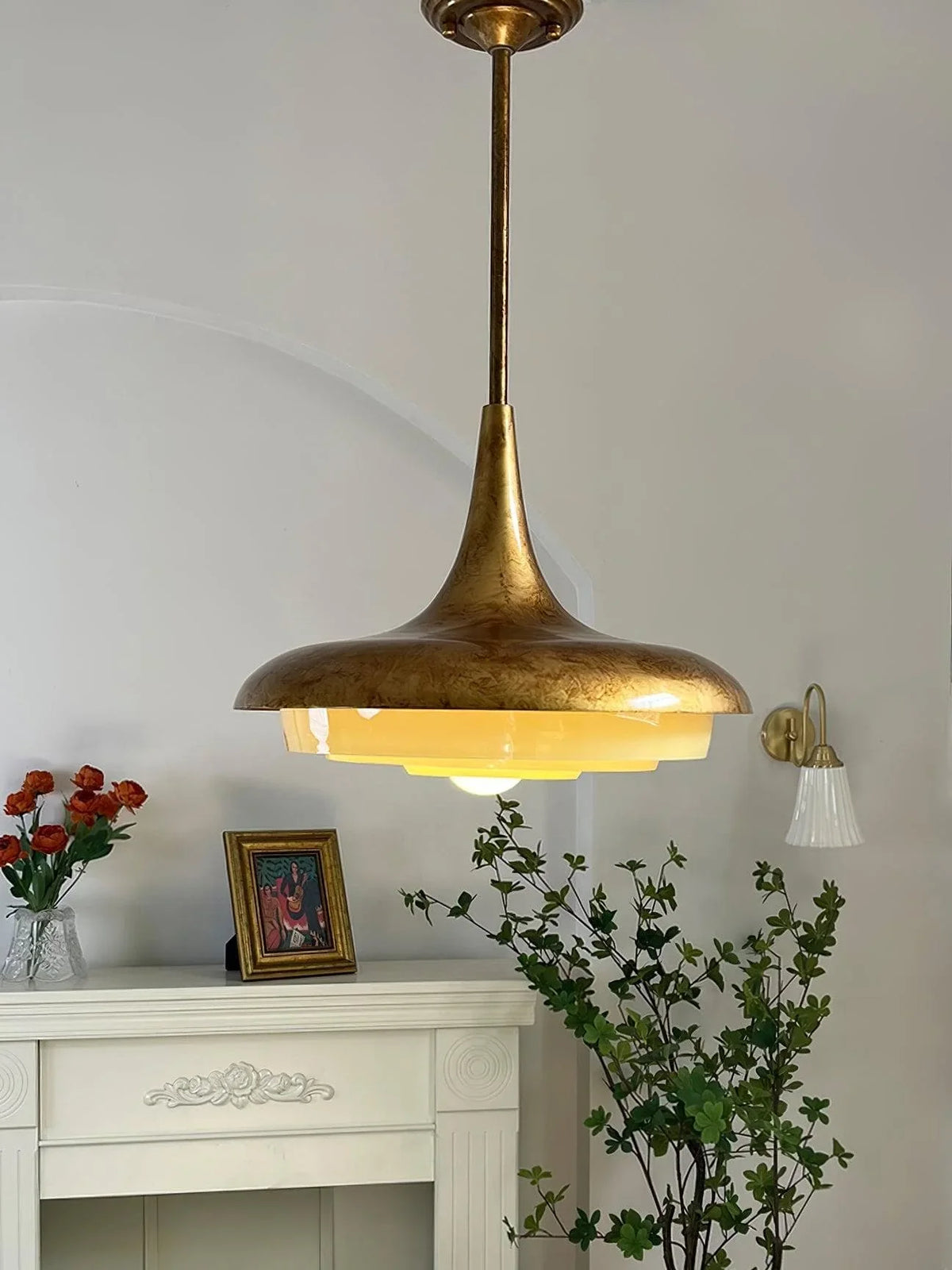 Metavaya Pendant light Dia 45cm x H 40cm / ∅ 17.7″ x H 15.7″ / Bronze+Beige Calyx Pendant light 6938617787912 M2023092802-1