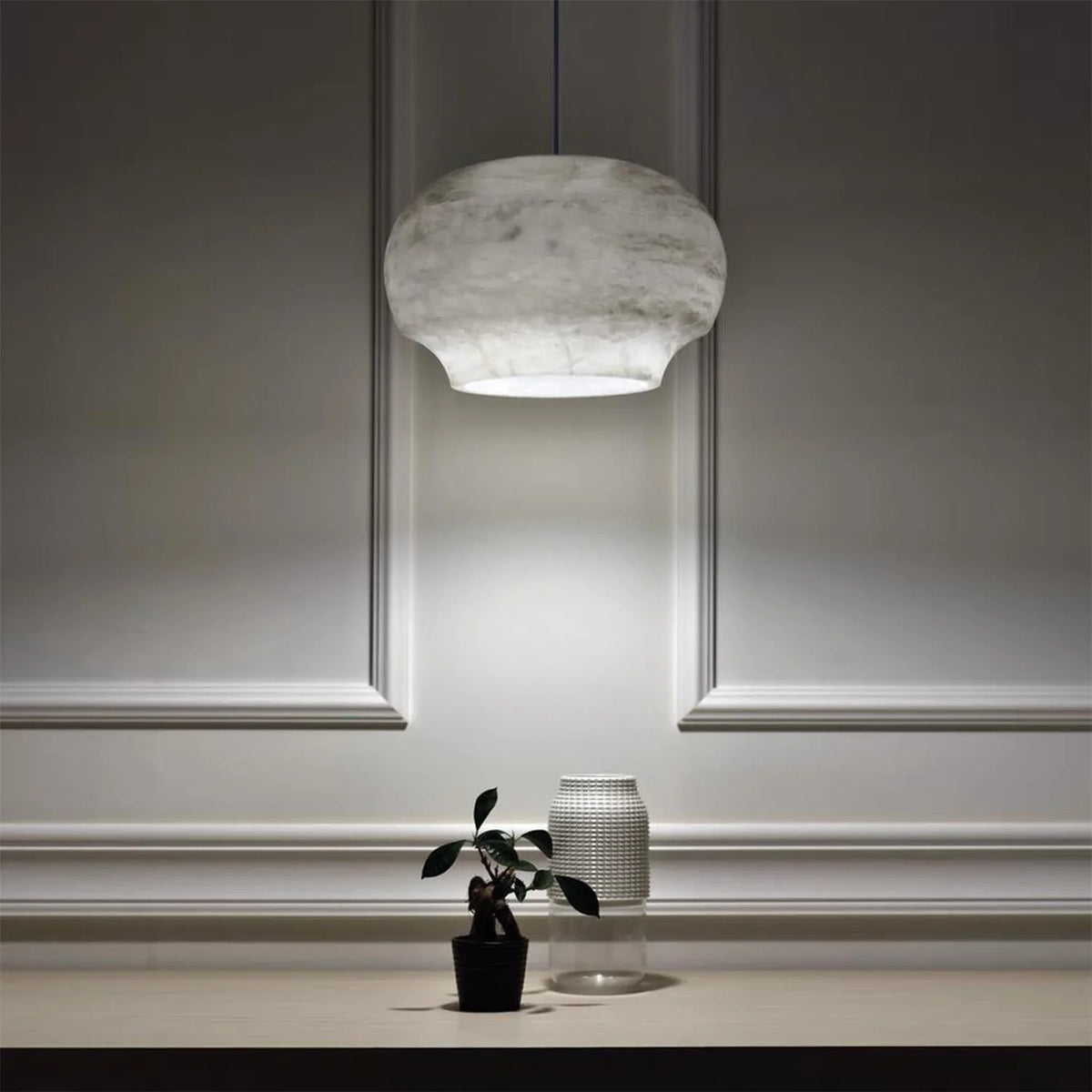 Cocoon Alabaster Pendant Lamp - view 3 | Metavaya