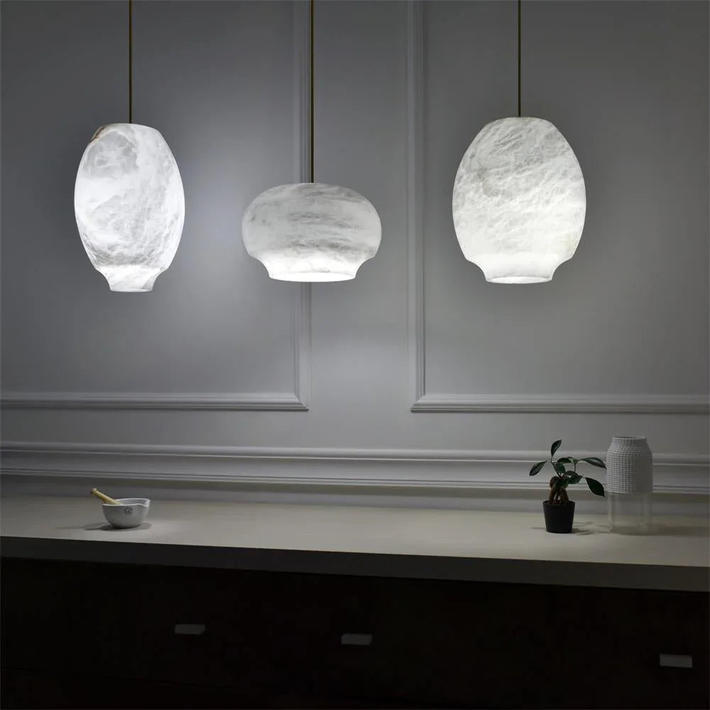 Cocoon Alabaster Pendant Lamp - view 6 | Metavaya