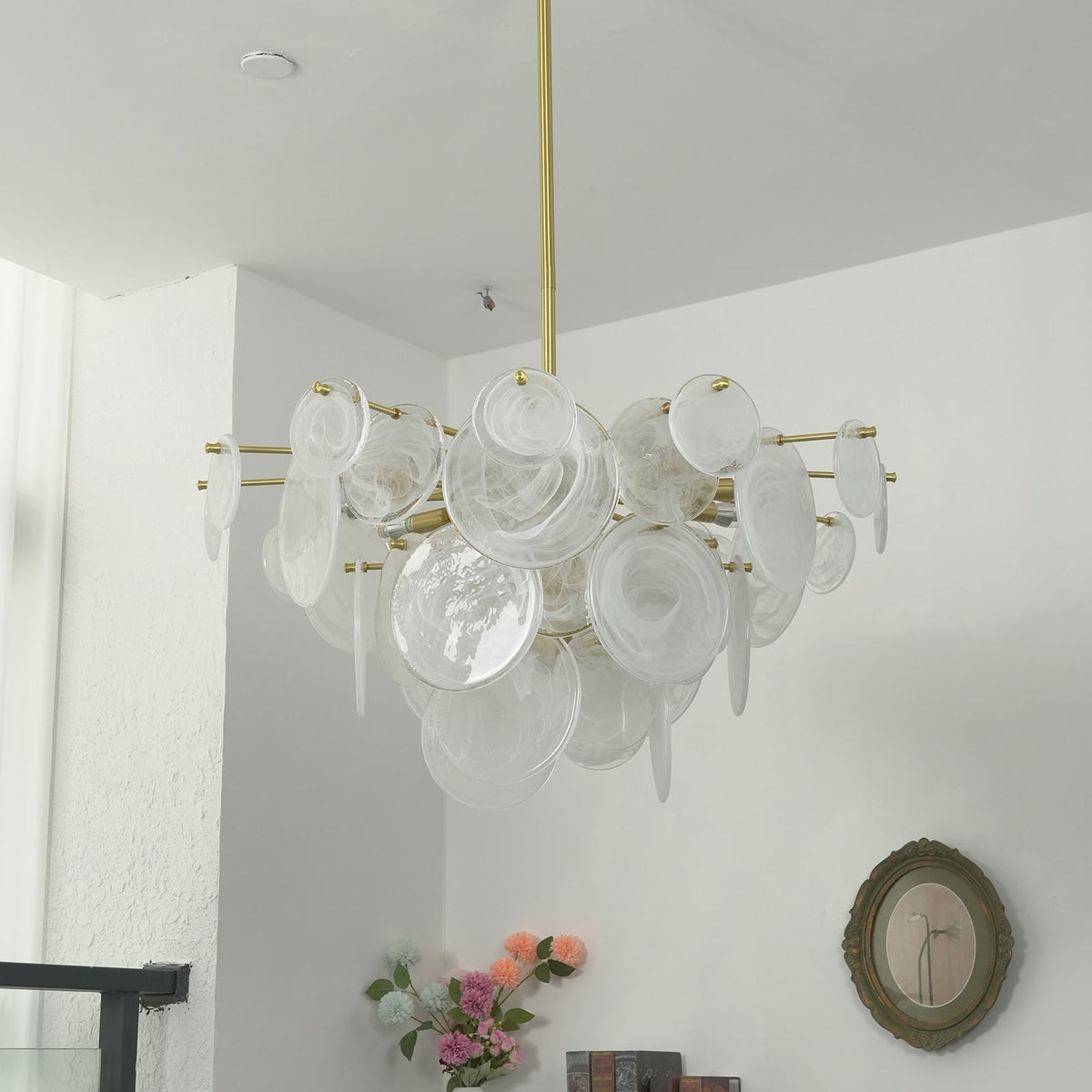 Celeste Glass Disc Chandelier - view 21 | Metavaya