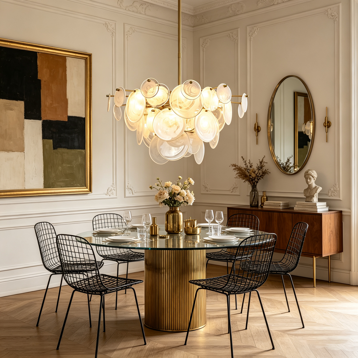 Celeste Glass Disc Chandelier - view 2 | Metavaya