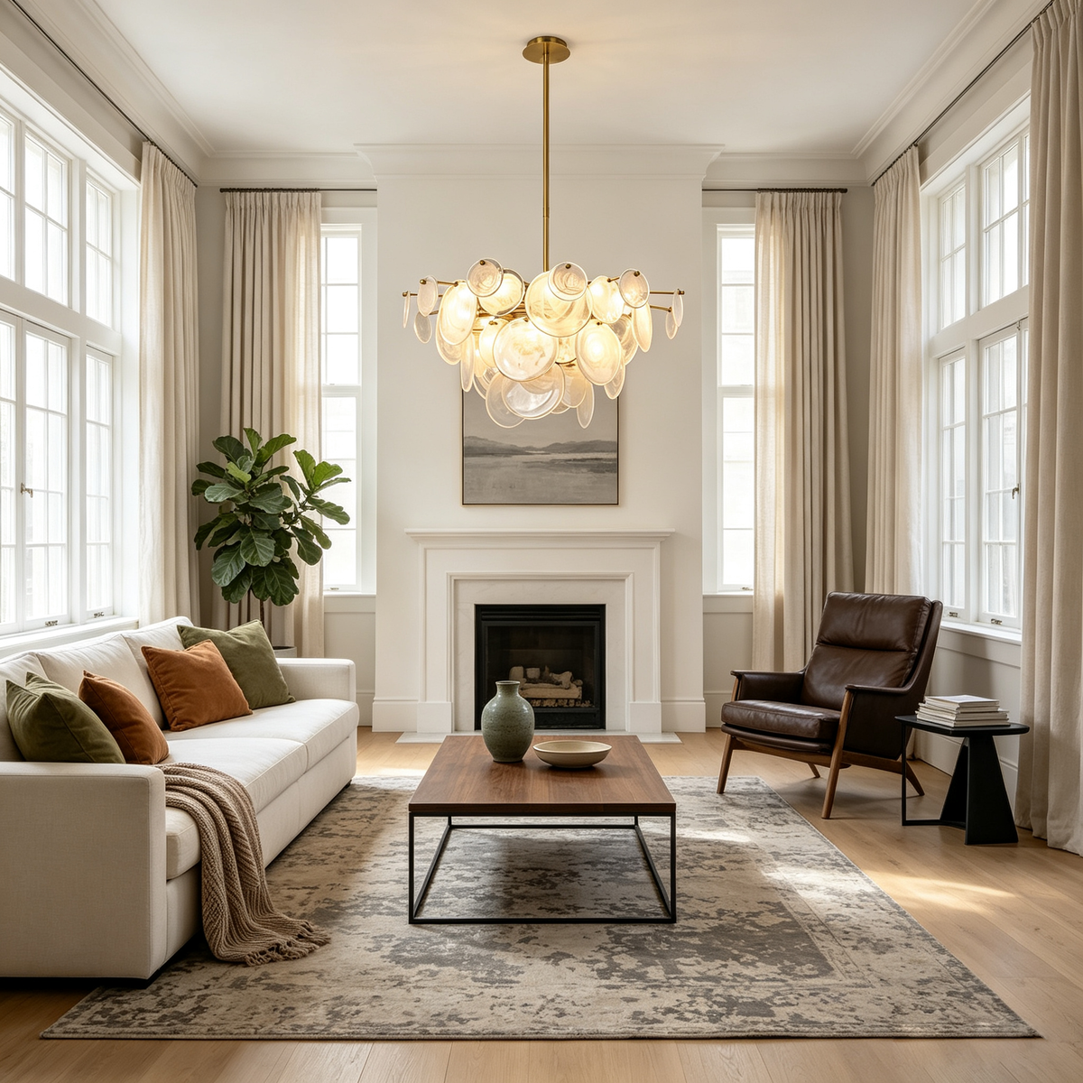Celeste Glass Disc Chandelier - view 5 | Metavaya