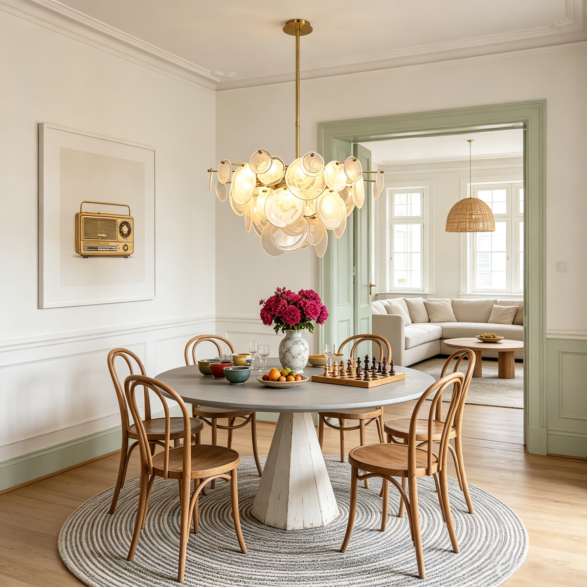 Celeste Glass Disc Chandelier - view 3 | Metavaya