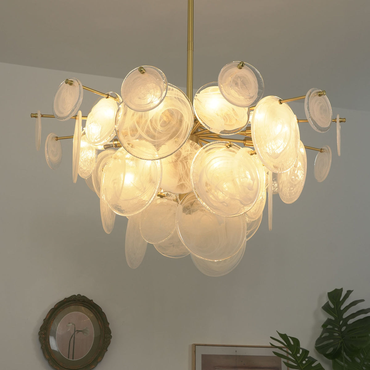 Celeste Glass Disc Chandelier - view 8 | Metavaya