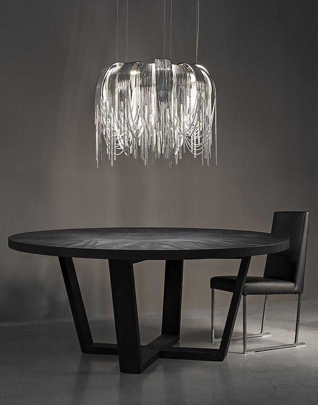 Metavaya Pendant light Chrome Aluminum Chain Tassel Chandelier