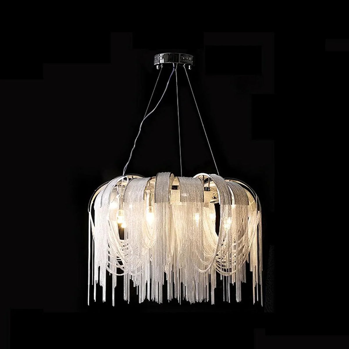 Metavaya Pendant light Dia 120cm / ∅ 47.2″ / Gold Chrome Aluminum Chain Tassel Chandelier 6938617786861 M2023092202-8