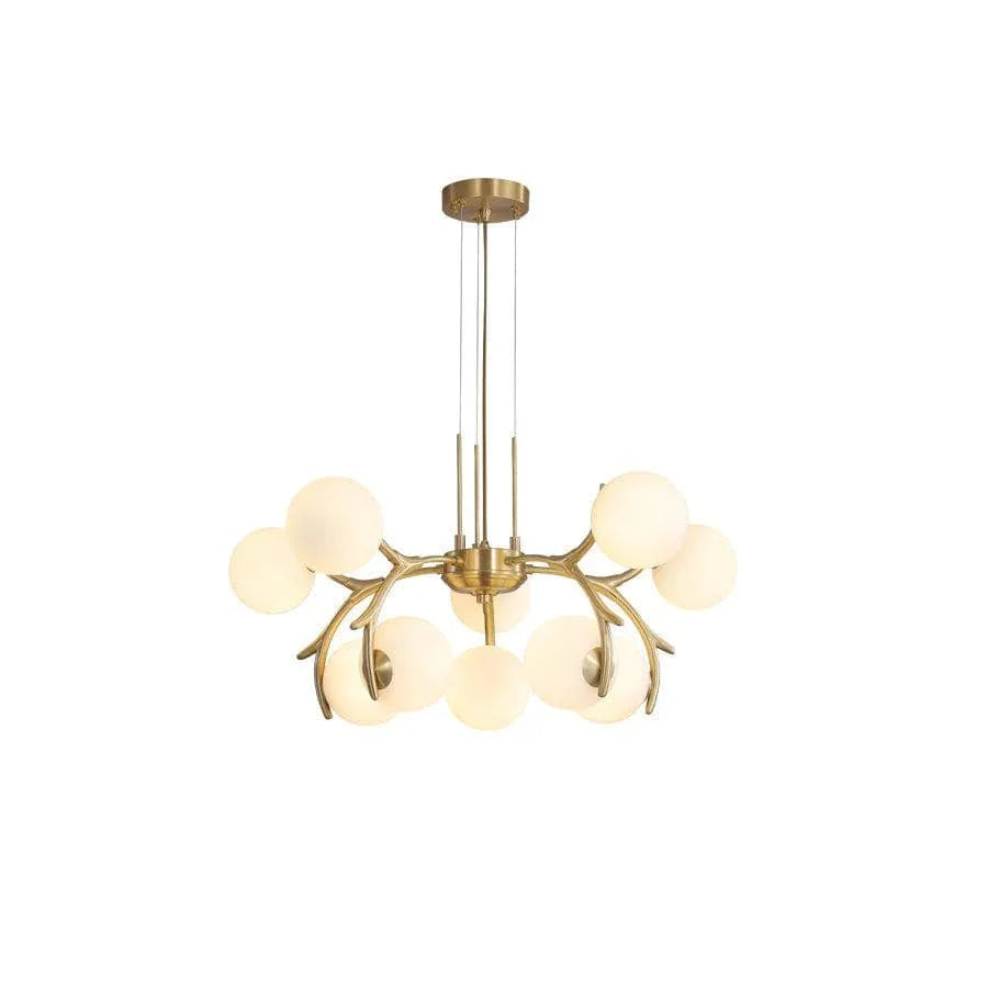 Metavaya Chandelier 10 Heads Dia 72.5cm x H 38cm / ∅ 28.5″ x H 14.9″ / Gold+White Corbett Chandelier 662668880259 M202403286-1 Corbett Chandelier- Buy online