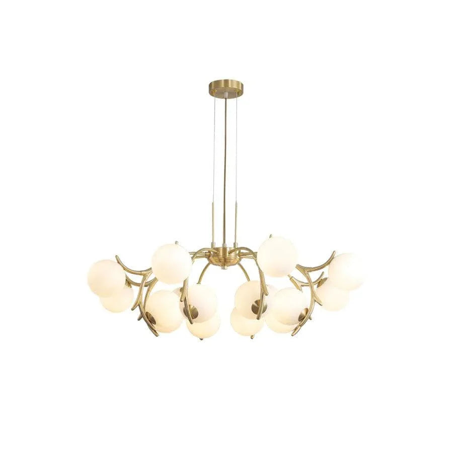 Metavaya Chandelier 16 Heads Dia 98cm x H 27cm / ∅ 38.5″ x H 10.6″ / Gold+White Corbett Chandelier 662668880266 M202403286-2 Corbett Chandelier- Buy online