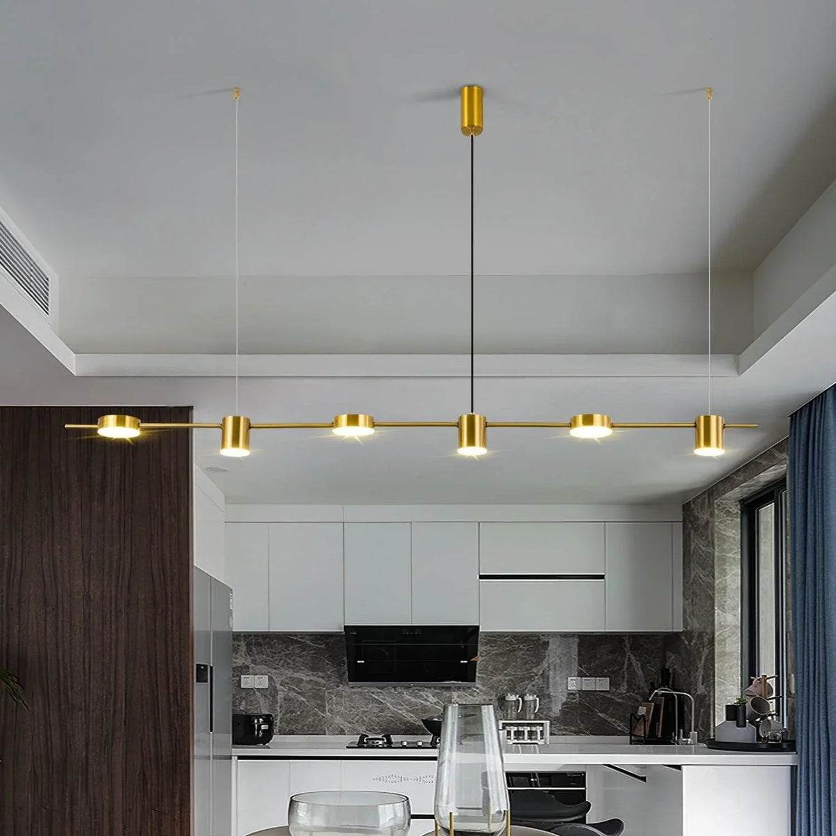 Metavaya Chandelier 6 heads L 150cm x H 150cm / L 59″ x H 59″ / Gold / Warm Light Counterpoint LED Linear Chandelier 6938617802912 M2023102202-5