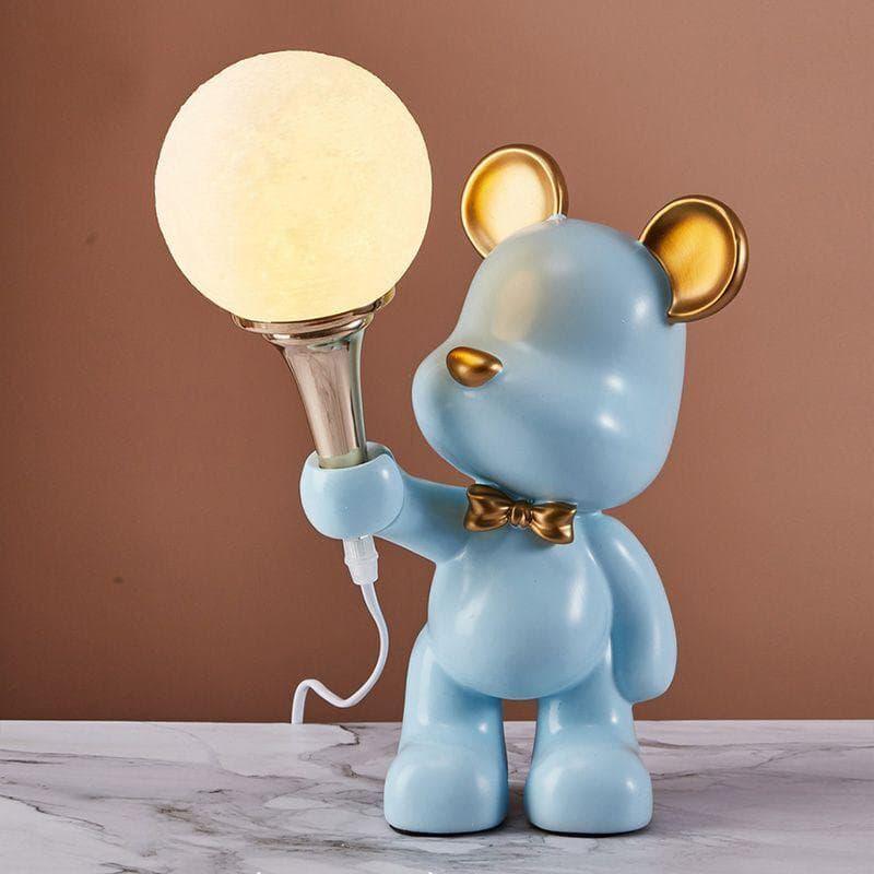 Metavaya Table lamp Dia 25cm x H 35cm / ∅ 9.8″ x H 13.8″ / Blue / 3D Color Ball Lampshade Creative Bear Planet Table Lamp 6938617804732 M2023103002-4