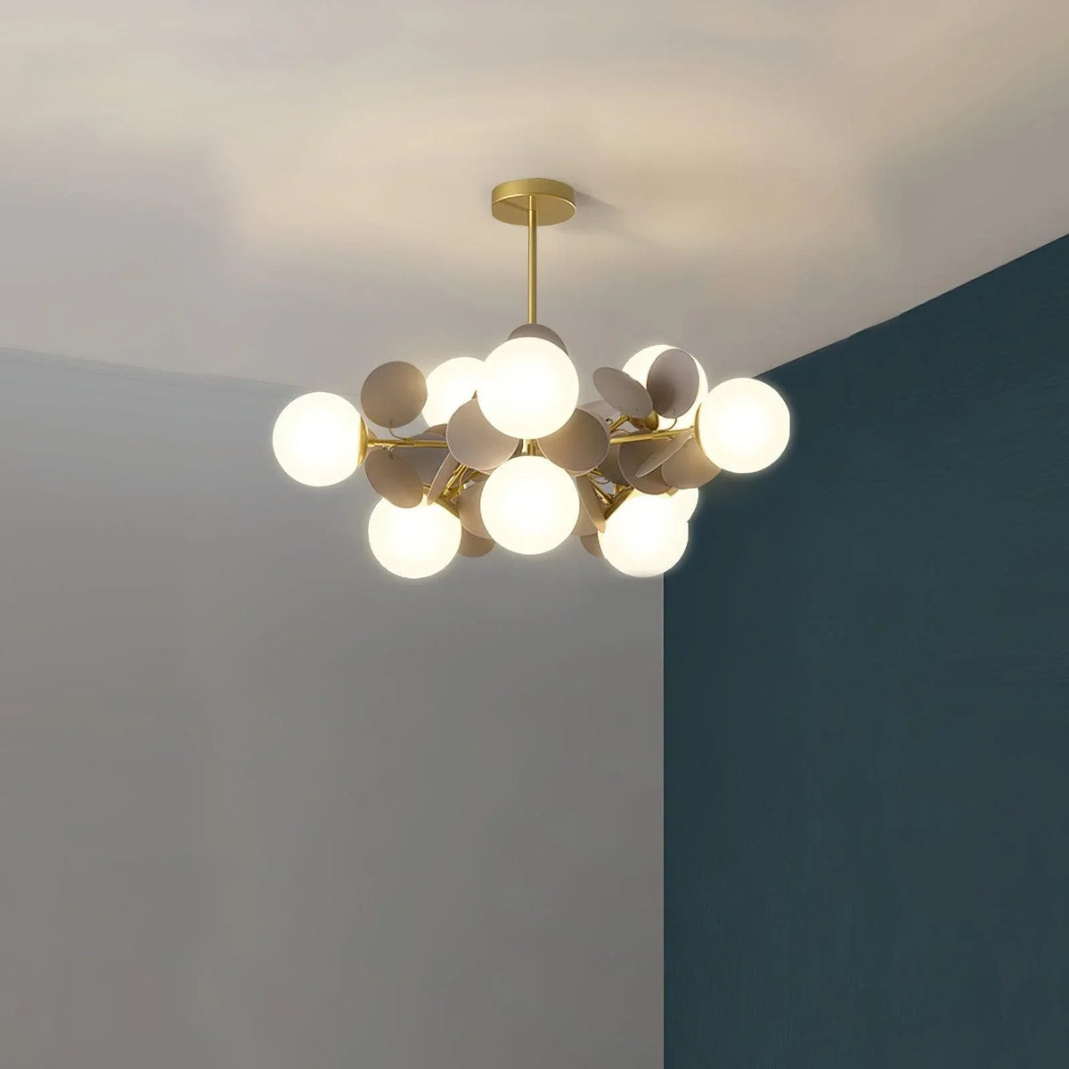 Metavaya Pendant lamp 10 Heads: Diameter 67 cm x H 26.5 cm / ∅ 26.38" x H 10.43" / gray Creative Chandelier 662668841878 M2023122105-5 Creative Chandelier|Special Sale