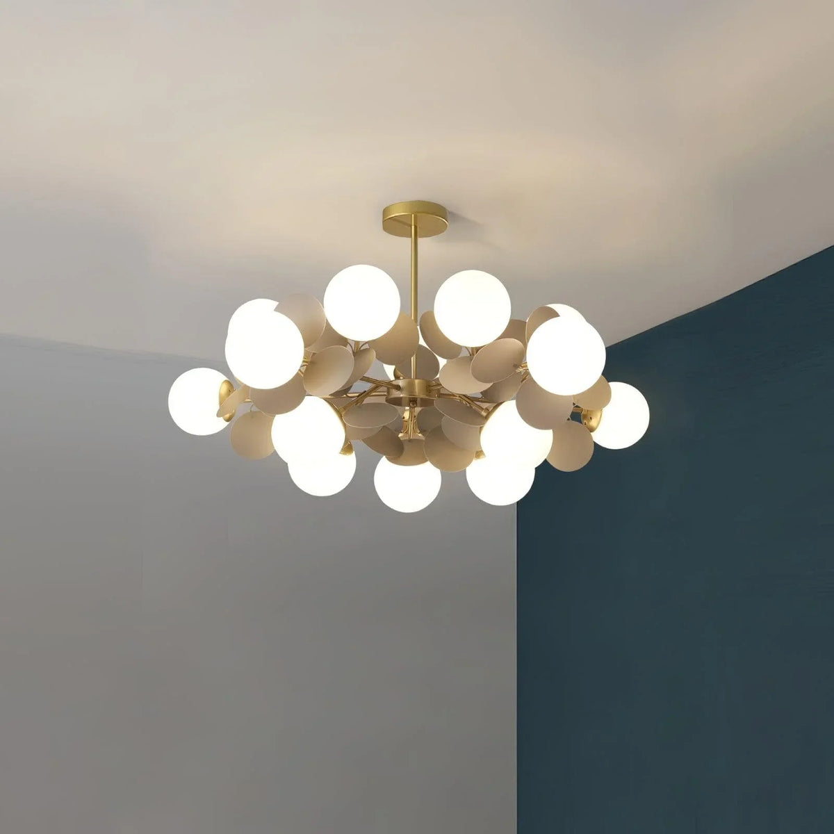 Metavaya Pendant lamp 15 Heads: Diameter 90 cm x H 30 cm / ∅ 35.43" x H 11.81" / gray Creative Chandelier 662668841939 M2023122105-11 Creative Chandelier|Special Sale