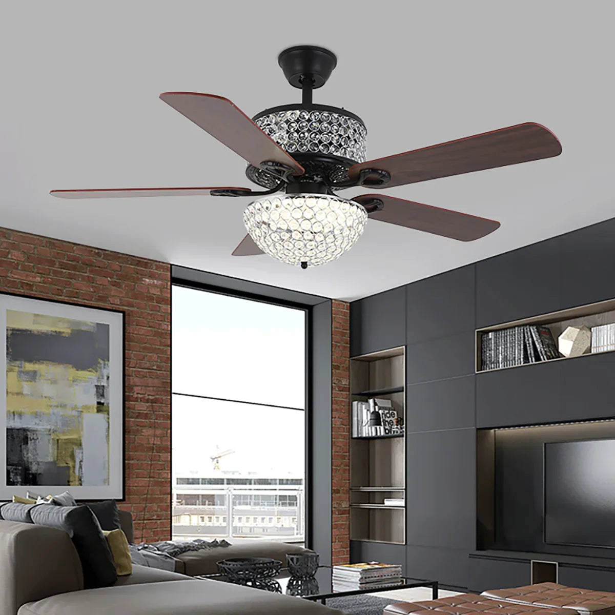 Crystal Tiffany Laure Ceiling Fan Light - view 3 | Metavaya