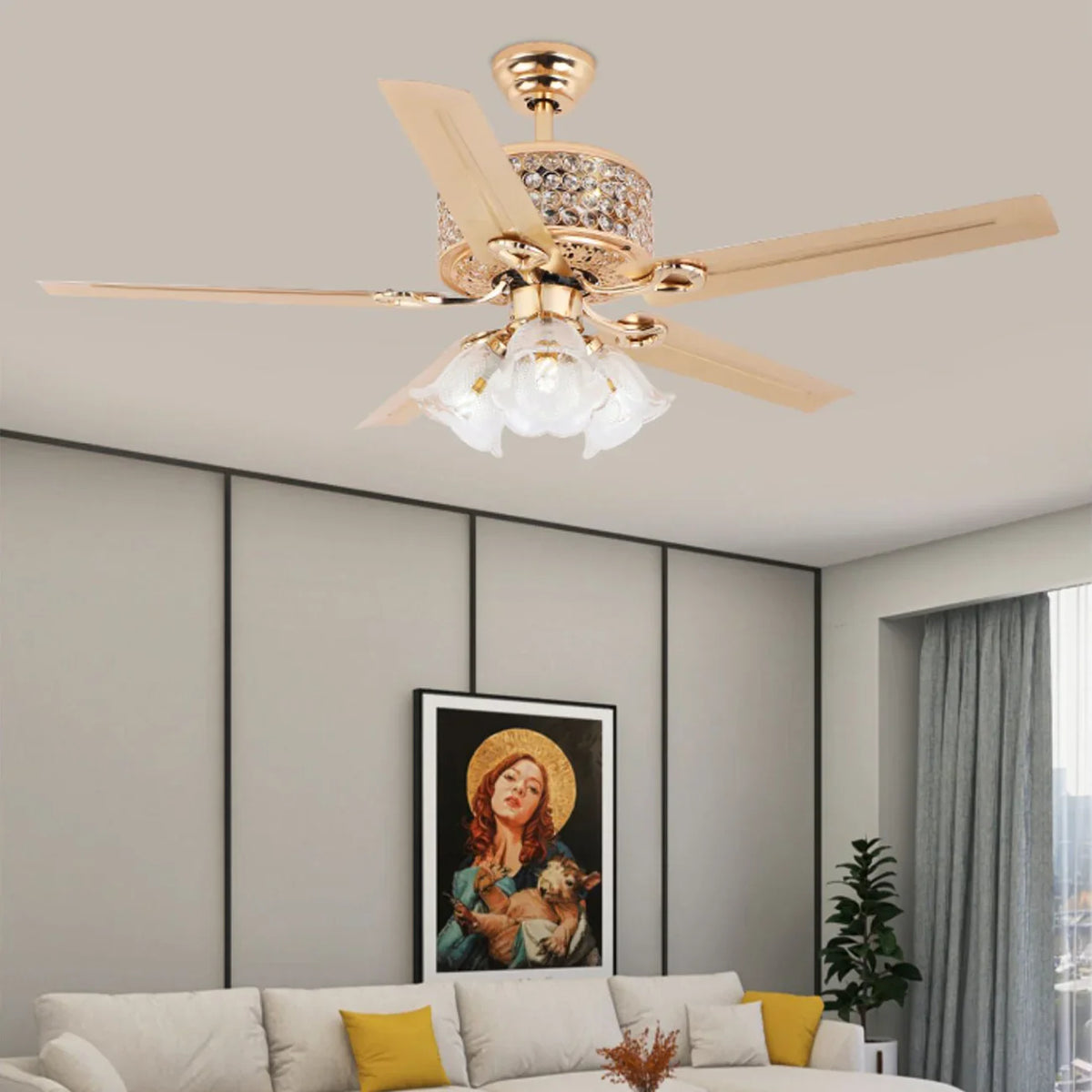 Crystal Tiffany Laure Ceiling Fan Light - view 9 | Metavaya