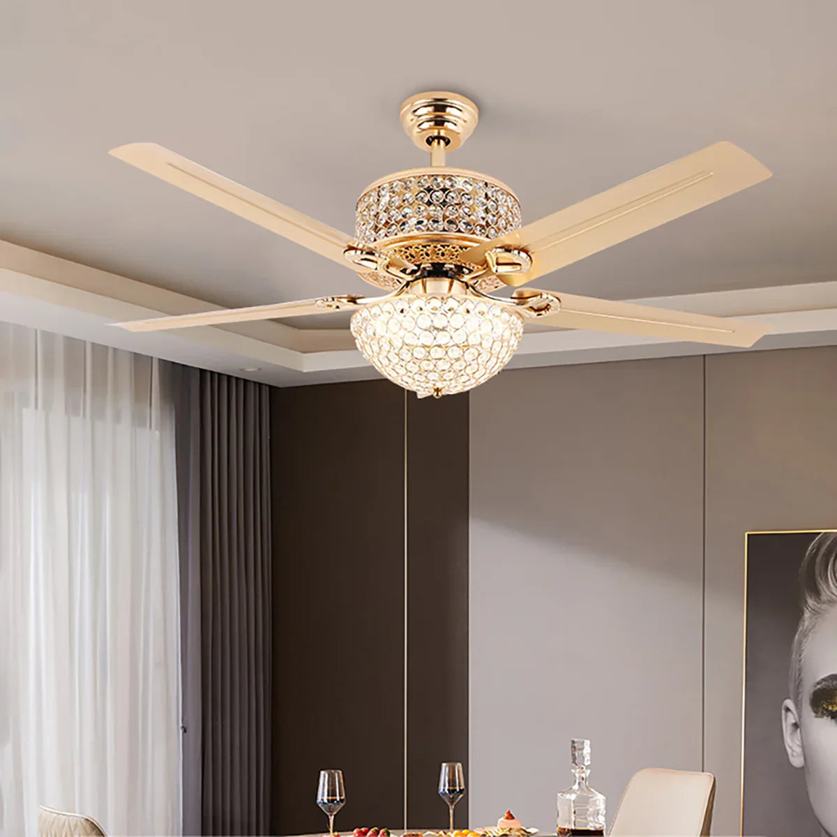 Crystal Tiffany Laure Ceiling Fan Light - view 2 | Metavaya