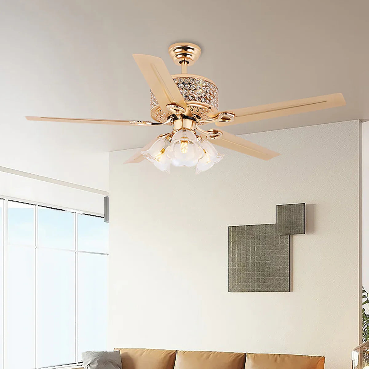 Crystal Tiffany Laure Ceiling Fan Light - view 10 | Metavaya